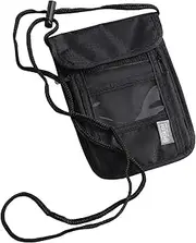 [BNREOZA] 1 x Neck Pouch with Privacy Protector, Anti-Theft Unisex Travel Wallet, Waterproof Black Phone Pocket, Passport Neck Pouch for Boys, Credit Cards, Smartphone (Black)
