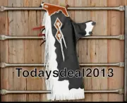 Western Black Top Grain leather Bull Riding Rodeo Chaps : 65005 White