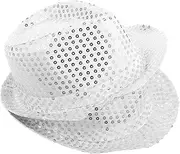 [TENDYCOCO] 2pcs Fashion Sequin Fedora Hats for Women Men Jazz Hat Disco-Black