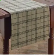 Fieldstone Plaid 54” Table Runner By Park Design Black Beige Primitive Farmhouse