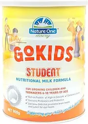 NATURE ONE DAIRY GoKIDS Student Nutritional Milk Formula -For Growing Children 6-18 Years -High in Calcium -Rich in Protein -Prebiotics and Probiotics -DHA, 900g