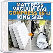 Mattress Vacuum Bag, Sealable Bag for Memory Foam or Inner Spring Mattresses, Compression and Storage for Moving and Returns, Leakproof Valve and Double Zip Seal (King)