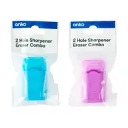 2 Hole Sharpener Eraser Combo - Assorted