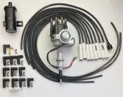 FORD 289 302 SMALL CAP HEI DISTRIBUTOR + COIL + BLACK 8.5mm UNIVERSAL PLUG WIRES (for: Ford)