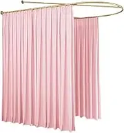 Privacy Partition Curtains, U-Shaped Room Divider with Ceiling Support, Wall Hanging Privacy Semi Sheer Curtains for Beauty Salon(Pink)