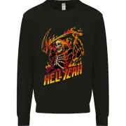 Hell Yeah Grim Reaper Skull Heavy Metal Kids Sweatshirt Jumper