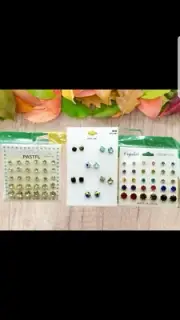 Cubic Zirconia studs earrings multipack, clear, multicolored, rainbow studs 3pk