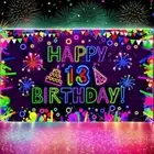 Polyester Neon Birthday Banner Party Backdrop Blacklight Boys