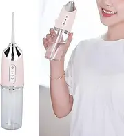 Electric Water Flosser, Portable Electric Oral Irrigator with 3 Modes 4 Nozzles, Rechargeable 360 Degree Rotating High Frequency Dental Teeth Cleaner, Pink