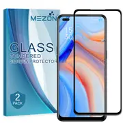 [2 Pack] Full Coverage OPPO Reno4 5G Tempered Glass Crystal Clear Premium 9H HD Screen Protector by MEZON (OPPO Reno4 5G, 9H Full)