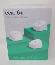 EERO 6+ AX3000 Wi-Fi 6 Dual-Band Gigabit Mesh System White 3 Pack. New-Sealed