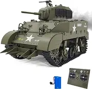 RACENT 1:16 RC Tank US M5A1 Stuart, Remote Control Tank, Model Toys for Adult and Kid with Smoke, Barrel Lifting, Turret Rotation 360 Degrees, NO-Shooting