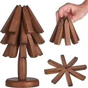 CUIYAKI Trivets Tree Set of 3 Trivets for Hot Dishes Hot Pad Bowls and Teapots Coaster for Teapot Potholder Kitchen Gift Multifunctional Ornaments and Easy Storage Bamboo Products