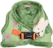 [Pinkaholic New York] Jasmine Vest Dog Harness Step-in Warm Winter Flower Pattern for Small Dog, Green, Medium