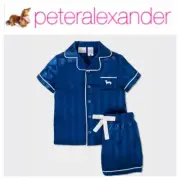 BNWT PETER ALEXANDER KIDS PENNY STRIPE SATIN PJ SET SIZE 10 (NAVY) RRP $79.95