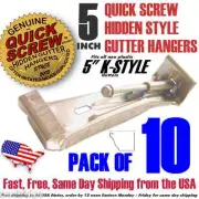 10 5" inch K Gutter Hidden Hangers includes Pre installed Screw Clip Style New