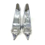 Good American Cinder-Rella Pumps Size 9.5 Glass Lucite GA275JPB-X