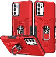 [RRXGXFC] for Oppo A16 Case,Oppo A16S Case Ring Holder Stand Heavy Duty Military anti-collision phone case for Oppo A16,Oppo A16S (Red)