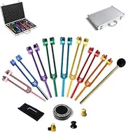 MIMIRACLE Chakra Tuning Fork Set - 1 Soul Purpose & 7 Chakra Weighted Solfeggio Forks with Activator, Mallet, Base, and Aluminum Box
