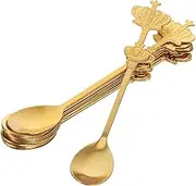 HEATSHAKING 10pcs Mini Crown Spoons Elegant Stainless Spoons for Desserts Tea Espresso Ice Cream Unique Design for Home Use Stylish and Efficient Stirring Tools