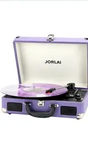 Vintage Turntable 3-Speed Bluetooth Record Player with Built-in Stereo Purples