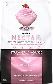 Syntrax Nectar Sweets, Native Grass-Fed Whey Protein Isolate, rBST-Free, Grass-Fed Whey, Mixes Instantly, Lactose & Gluten Free, Strawberry Mousse, 2.0 Pounds