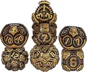 IUSTIDIE Metal Dice Set D&D, 7-Die DND Dice Metal Gear Dice with Dice Gift Bag for DND Dungeons and Dragons Role Playing Games(Antique Gold)