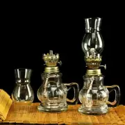 Rustic Oil Lamp Lantern Vintage Glass Kerosene Chamber Oil Lighting Lantern Home
