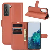 For Samsung Galaxy S21+ Plus Case Lychee Folio PU Leather Wallet Cover, Brown