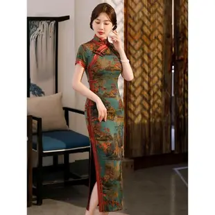 短袖中國風時尚盤扣老上海旗袍