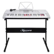 Karrera 61-Key Electronic LED Keyboard Piano with Stand (Silver)