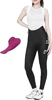[INBIKE] 3D Padded Cycling Bib Pants for Women, High Waist Breathable Quick Dry Bib Tights, Lightweight Elastic with Pocket
