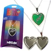 [STANDS OUT] MEGAN PERSONALISED HEART SHAPED NAMED MOOD LOCKET FUN GIFT PRESENT, Zinc