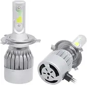 2 Colors in 1 H4 LED Car Headlight Bulbs 6000K White High Beam 3000K Yellow Low Beam COB LED Styling Lights 8000LM 72W All-in-One Auto Headlamp (H4)