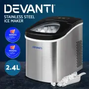 Devanti Ice Maker Machine Commercial Portable Ice Cube Tray Stainless Steel 2.4L