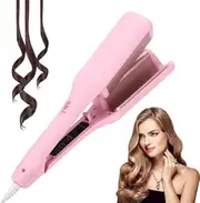 French Wave Curling Iron 32 Mm Simplicity Deep Waves, Romantic French Egg Roll Curling Iron, Hair Crimper, Crimper Hair Tool (Pink)