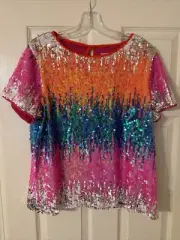 EVA FRANCO SEQUINS BLOUSE SHIRT TOP MEDIUM