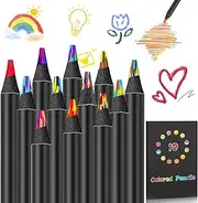 UVVRUR Rainbow Pencils Pack of 12 Vivid Colouring Pencils Children 7 in 1 Rainbow Colouring Pencils Edition Tripod Pens Children for Drawing (Laser Tripod)