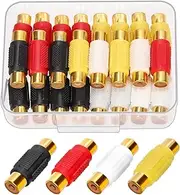 Glarks 24pcs 31.5 x 8.3mm RCA Female to Female Adapter, 4Color RCA Coupler Connector, Gold Plated RCA Female to Female Connector, Coupler Adapter Connector for Mixer Amplifier Speaker TV