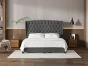 My Style Winged Headboard & Slimline Base - Super King / Gunmetal / Drawer Base