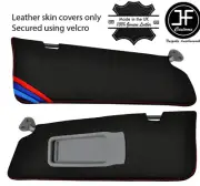 RED STITCH TRI STRIPE 2X SUN VISORS LEATHER COVERS FITS BMW 3 SERIES E90 05-13 (for: BMW)