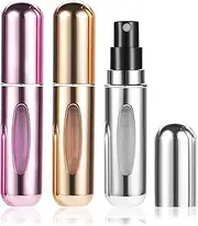 [BEZANU] Perfume Spray Bottles, 3 PCS Mini Refillable Atomizer for for Travelling and Outgoing (Gold, Silver, Pink)