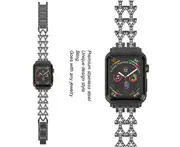 Fashion Watch Metal Stainless Steel Diamond Rhinestone Strap for Apple IWatch Series 5 4 3 2 1-Black