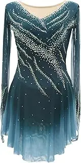[Zagitova] Girls Ice Figure Skating Dress Breathable Women Customizable Competition Dance Outfit with Shiny Rhinestone