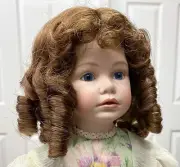MOLLY WIG Light Brown size 8-9 long ringlets, center part & curly tendril bangs