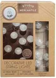 Studio Mercantile Micro Balls Shimmer LED String Lights 10 Feet - 3 M - 40 Warm