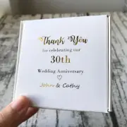 30 White Gold Foil Anniversary Party Favour Boxes Personalised Gift Candy Boxes