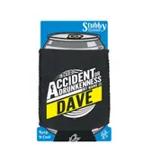Alcohol In Case Of Accident Or Drunkenness Dave - Funny Novelty Stubby Holder With Base