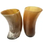 Viking Drinking Horn Mug Ale Beer Wine Ceremonial Medieval Drinkware Set of 2