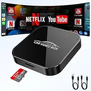 Wireless Carplay Adapter with Netflix YouTube, 2025 Wireless Car Play Video Box & Android Auto Dongle Plug & Play,Convert Wried to Wireless CarPlay for Cars from 2016 and iOS 10+ & TFCard(Black)